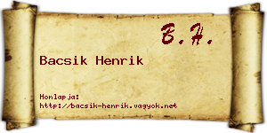 Bacsik Henrik névjegykártya